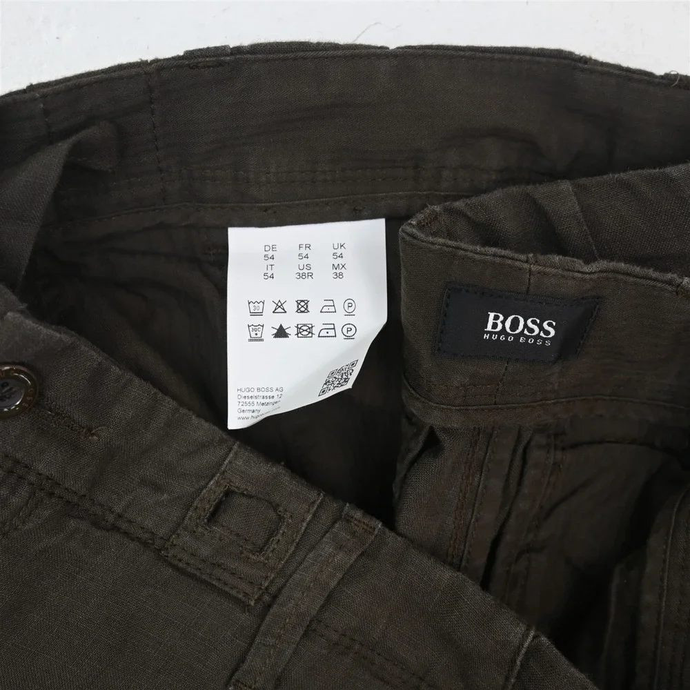 Hugo Boss 34x32 Brown 100% Linen Floyd Straight Drawstring Beach Wedding Pants